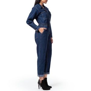 Jordache Womens Long Sleeve Denim Jumpsuit